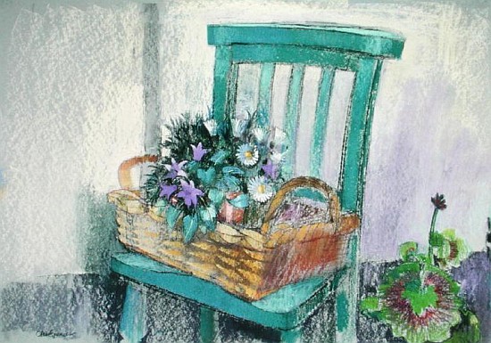 Campanulas and Daisies (pastel on paper)  à Claire  Spencer