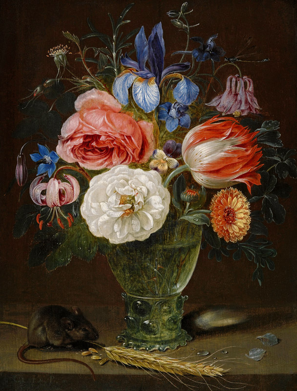 Still Life with flowers in a roemer and a field mouse à Clara Peeters