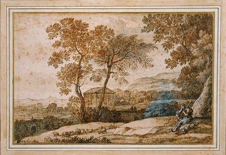 Landscape with a shepherd and his dog à Claude Lorrain