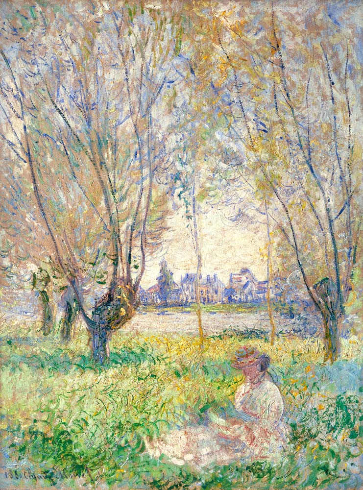 Sitzende Frau unter Weiden à Claude Monet