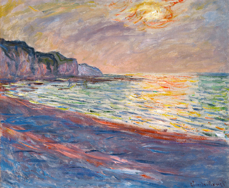 The Beach at Pourville, Setting Sun à Claude Monet