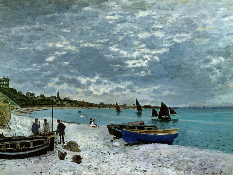 La plage à Sainte-Adresse à Claude Monet