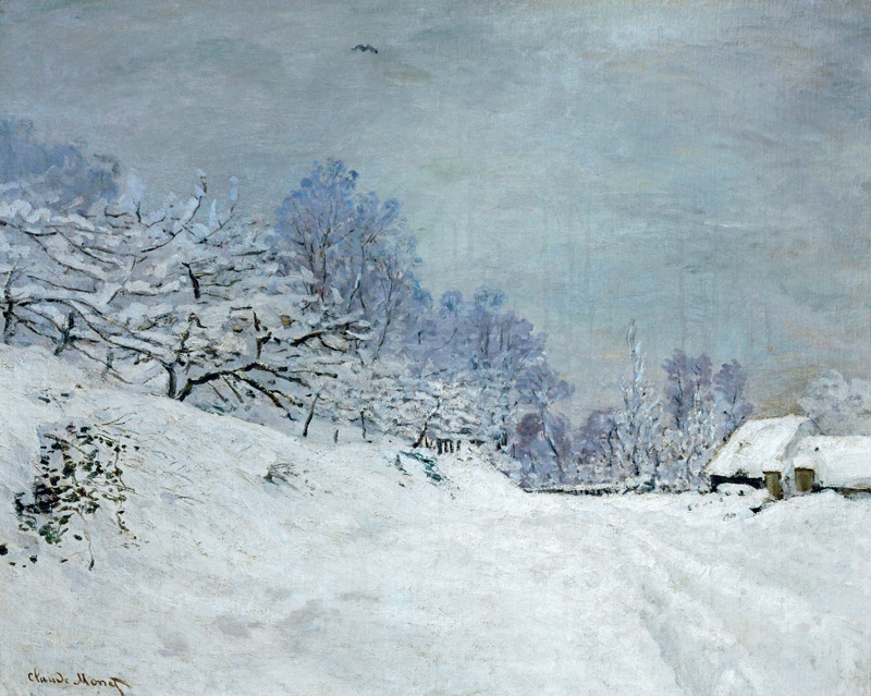 Les environs de Honfleur sous la neige à Claude Monet