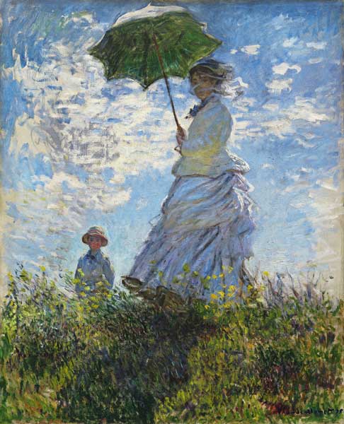 Femme avec ombrelle - madame Monet avec leur fils à Claude Monet