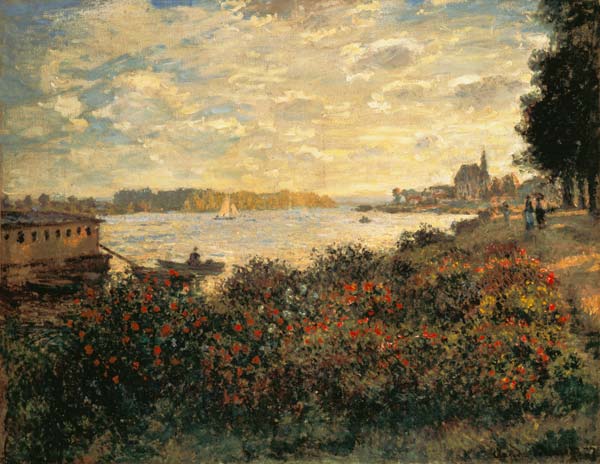 Rote Blumen am Ufer der Seine bei Argenteuil à Claude Monet