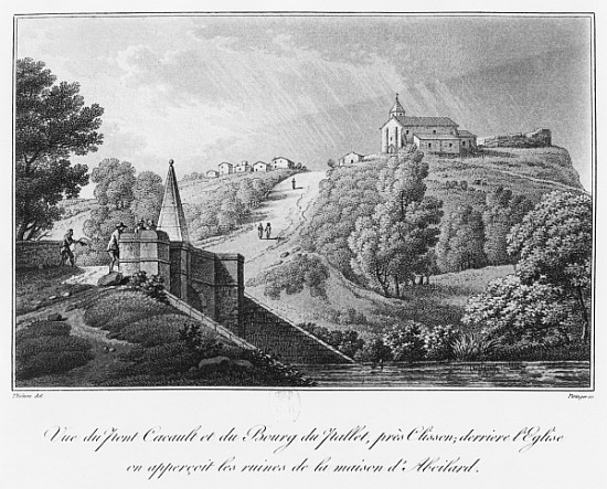 View of the Cacault bridge and the village of Pallet, near Clisson, ruins of the house of Abelard, i à Claude Thienon