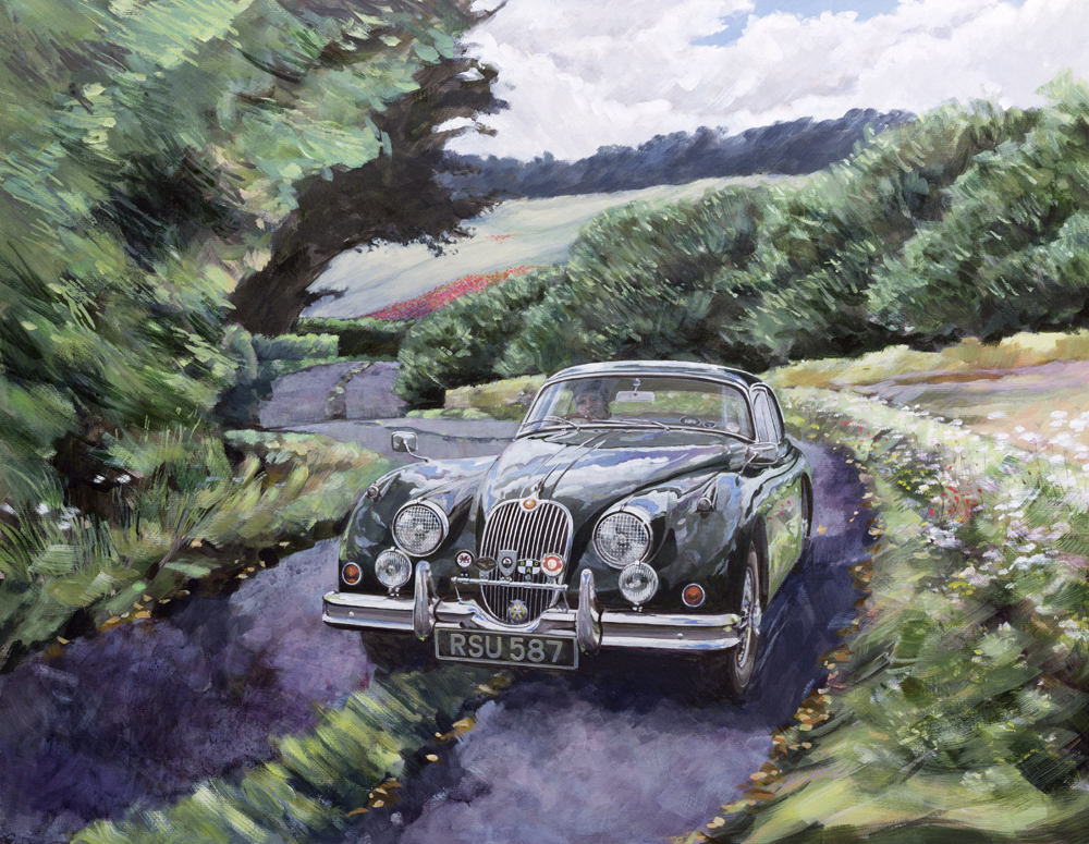 Jaguar XK150 Cruising (oil on canvas)  à Clive  Metcalfe