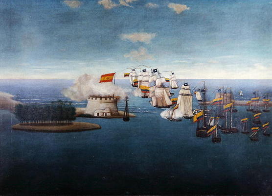 The Battle of Maracaibo on 24th July, 1823 (oil on canvas) à École colombienne