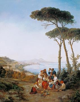 Société italienne sur la baie de Naples