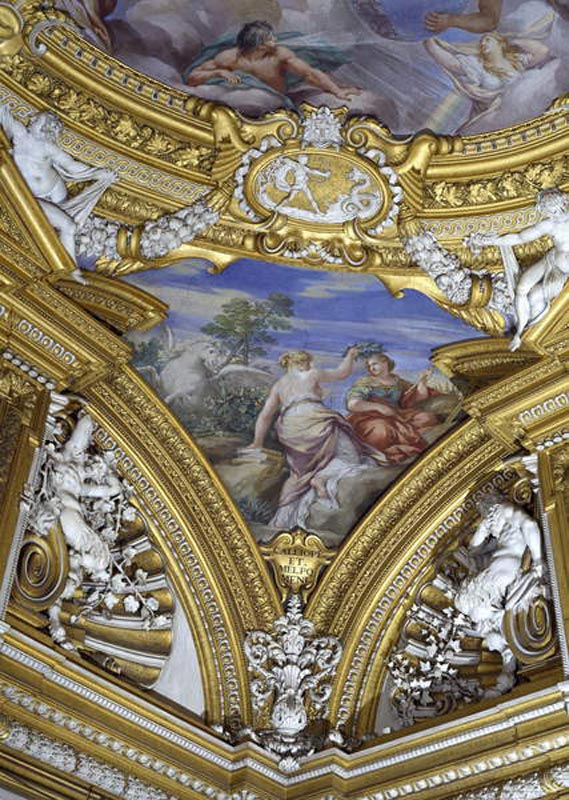 The 'Sala di Apollo' (Hall of Apollo) detail of pendentive depicting the muses Calliope and Melpomen à da Cortona, Pietro (alias Pietro Berrettini)