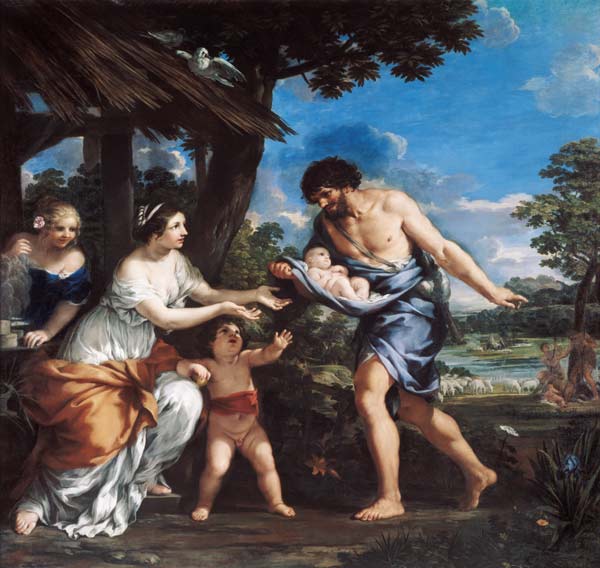 Faustulus entrusting Romulus and Remus to his wife Acca Larentia à da Cortona, Pietro (alias Pietro Berrettini)