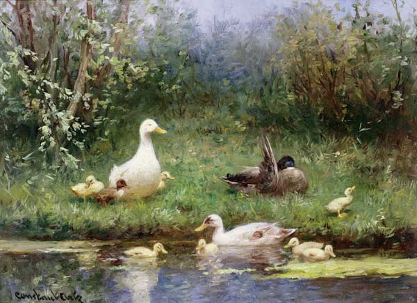 Ducks on a riverbank à David Adolph Constant Artz