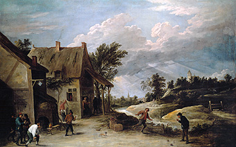 Jeu de cône devant la taverne à David Teniers