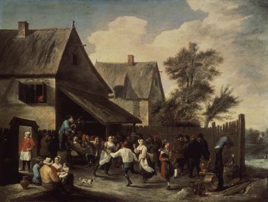 Kirmes-Tanz vor dem Wirtshaus à David Teniers