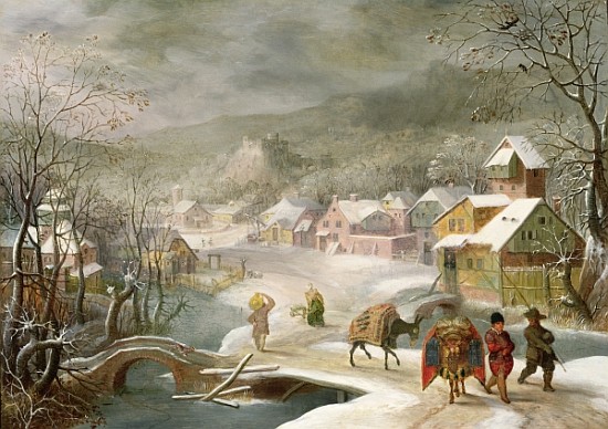 A Winter Landscape with Travellers on a Path à Denys van Alsloot