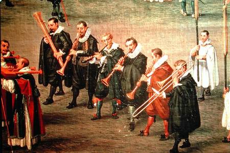 Musicians taking part in The Ommeganck in Brussels on 31st May 1615: Procession of Notre Dame de Sab à Denys van Alsloot