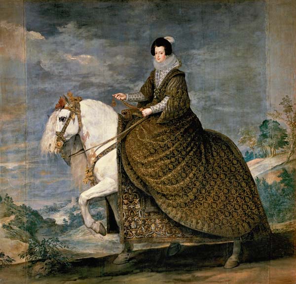 Isabelle des Bourbon (épouse Philippes IV.) à cheval à Diego Rodriguez de Silva y Velásquez