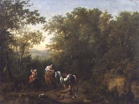 A Hawking Party in a Wooded Landscape à Dirk Maes
