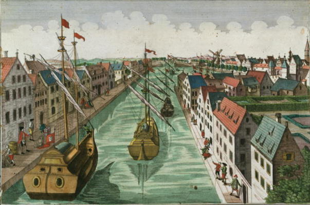 View of the Kettel Gate in Delft (engraving) à École Hollandaise, (18ème siècle)
