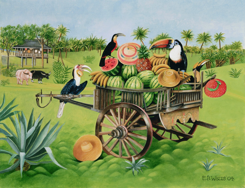 Toucans and Watermelons in Old Thai Cart à E.B.  Watts