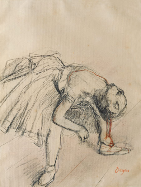 Dancer Fixing her Slipper à Edgar Degas