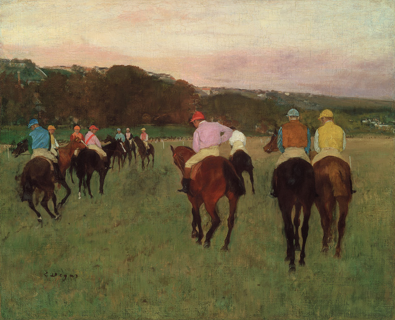 chevaux de course à Longchamp à Edgar Degas