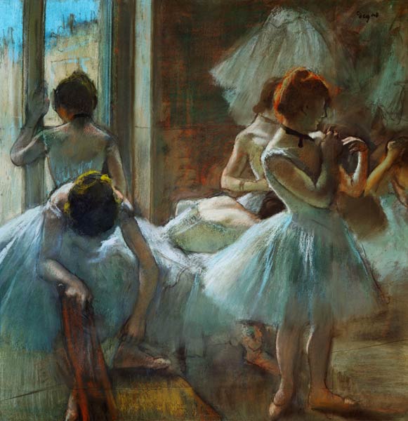 Blaue Tänzerinnen in der Pause à Edgar Degas