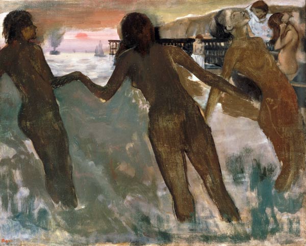 Three Girls Bathing à Edgar Degas