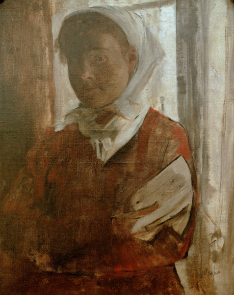 Woman w.white head scarf à Edgar Degas