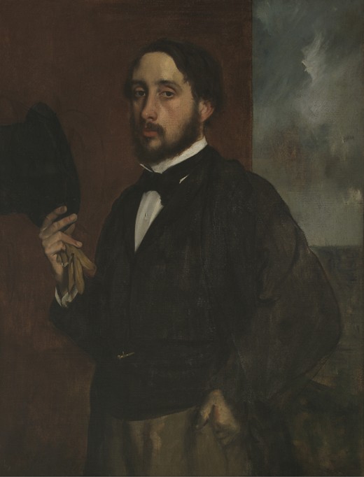 Self-portrait with Raised Hat à Edgar Degas