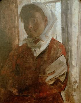 Woman w.white head scarf