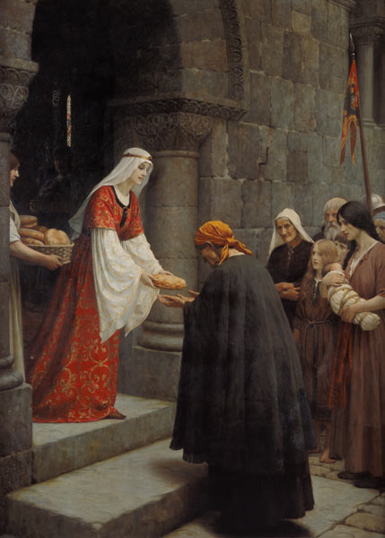 Saint Elisabeth de Hongrie nourrit  bras à Edmund Blair Leighton