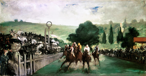 Courses de cheval à Longchamps. à Edouard Manet