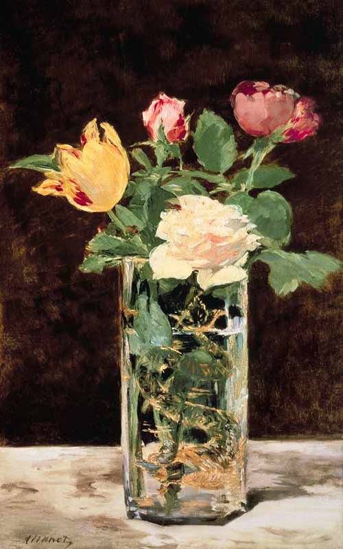 Roses and Tulips in a Vase à Edouard Manet