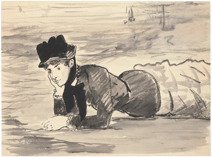 Woman Lying on the Beach. Annabel Lee à Edouard Manet