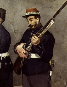 La chasse empereur Maximilien de Mexico en 1867. Détail : Soldat avec le fusil