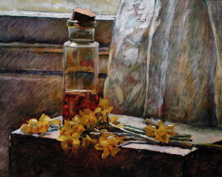Bottle with Flowers, 1890 (oil on canvas)  à Edouard Vuillard
