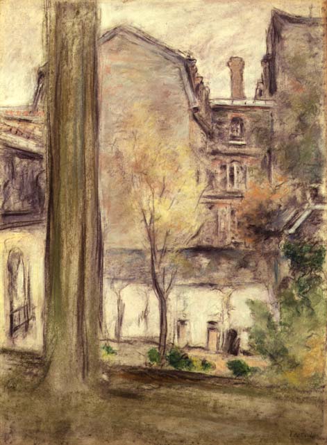 View of the Courtyard, c.1900 (pastel on paper)  à Edouard Vuillard