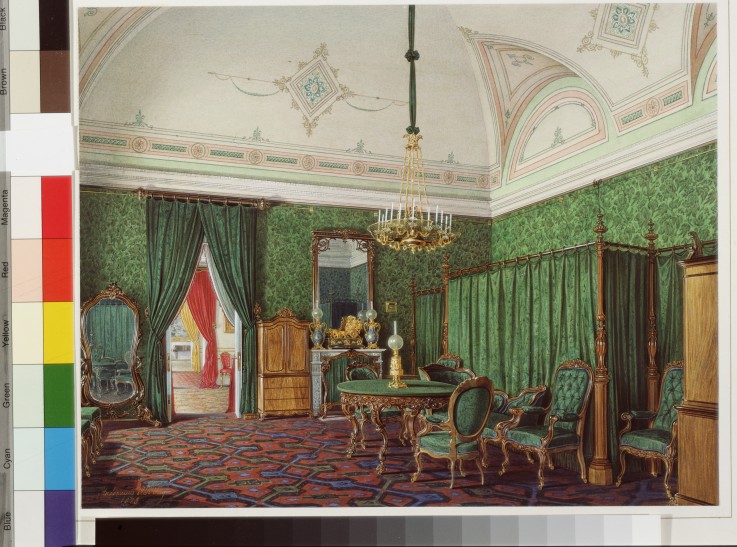 Interiors of the Winter Palace. The Third Reserved Apartment. A Bedroom à Eduard Hau