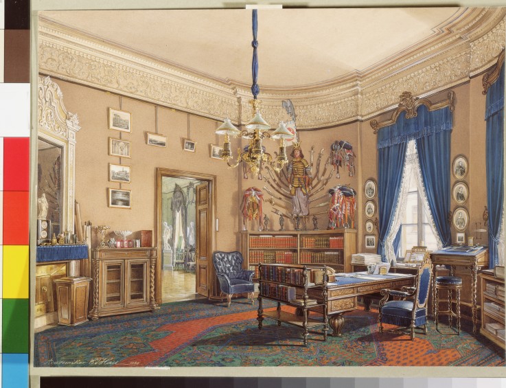 Interiors of the Winter Palace. The Study of Crown Prince Nikolay Aleksandrovich à Eduard Hau