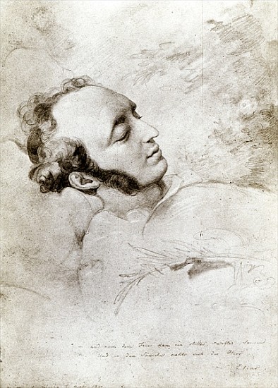 Felix Mendelssohn (1809-47) on his deathbed, c.1847 à Eduard Julius Friedrich Bendemann