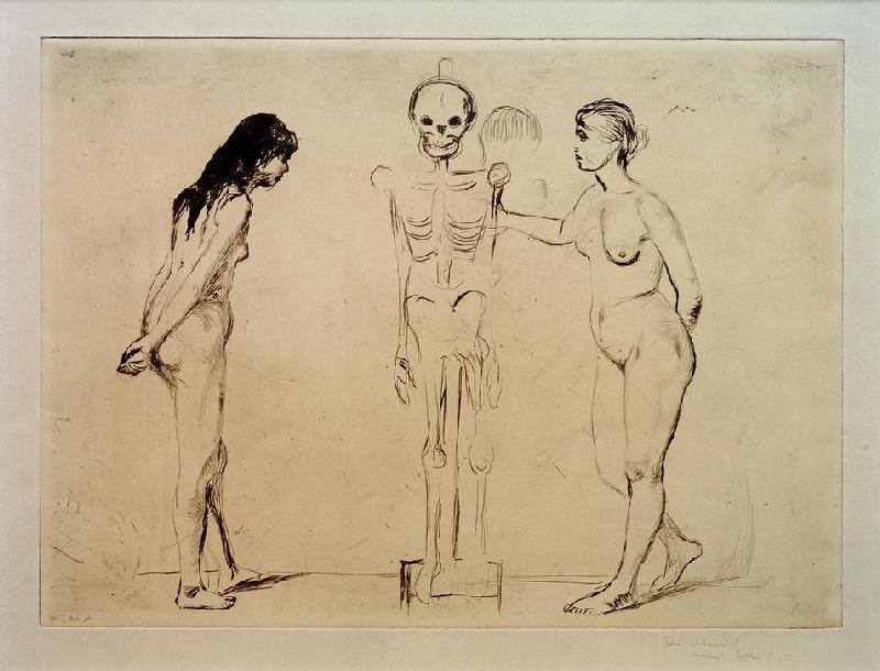 The Women and the Skeleton à Edvard Munch