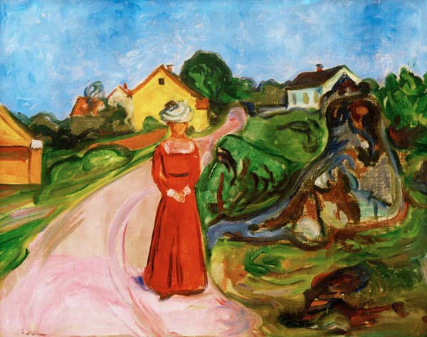 Woman in red dress à Edvard Munch