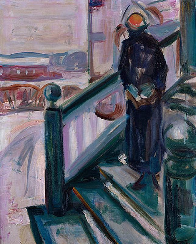 Frau auf einer Veranda. à Edvard Munch