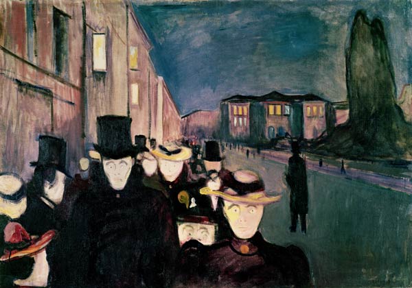 Spring Evening on Karl Johann Street à Edvard Munch