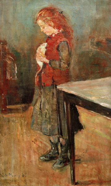 Red-haired girl with white rat à Edvard Munch
