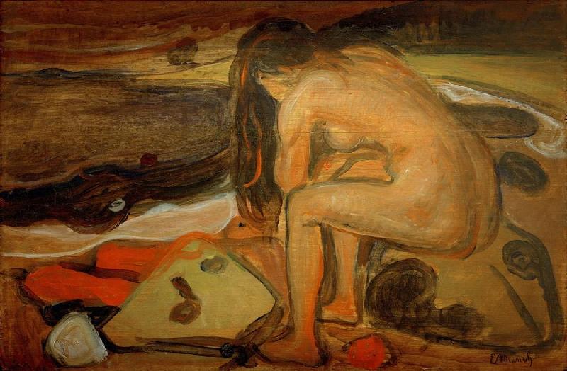 Female nude on the beach à Edvard Munch