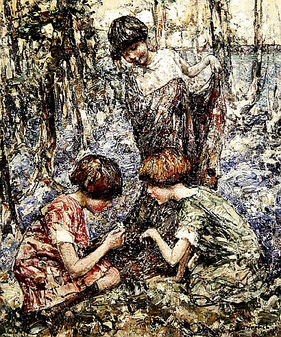 The Primrose Gatherers à Edward Atkinson Hornel