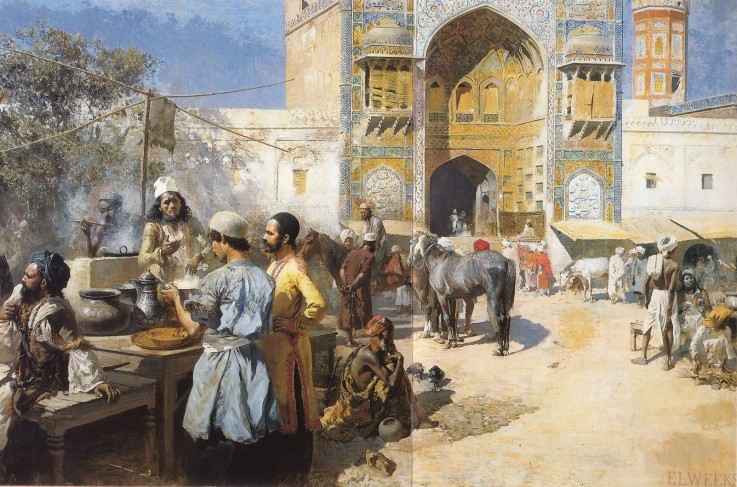 An Open-Air Restaurant, Lahore à Edwin Lord Weeks
