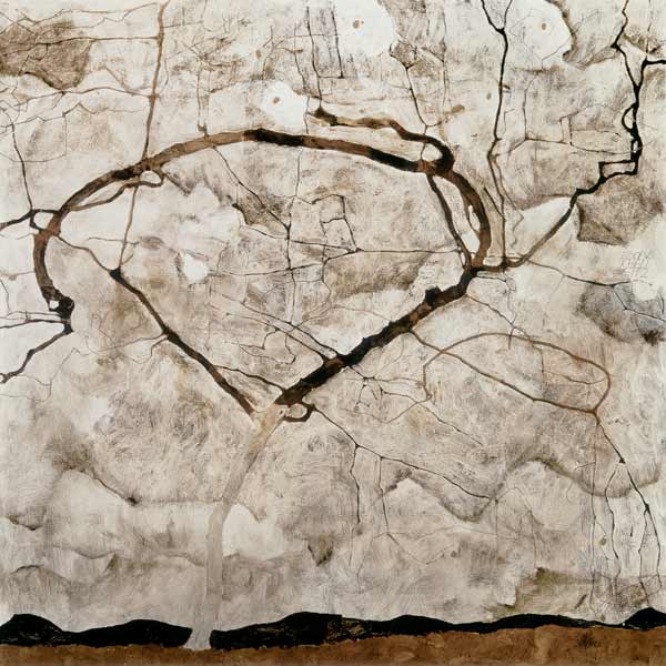 Arbre d'automne avec l'air mouvementé à Egon Schiele
